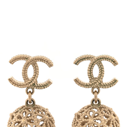 Chanel Metal CC Ornate Ball Drop Earrings Gold 5 of 6