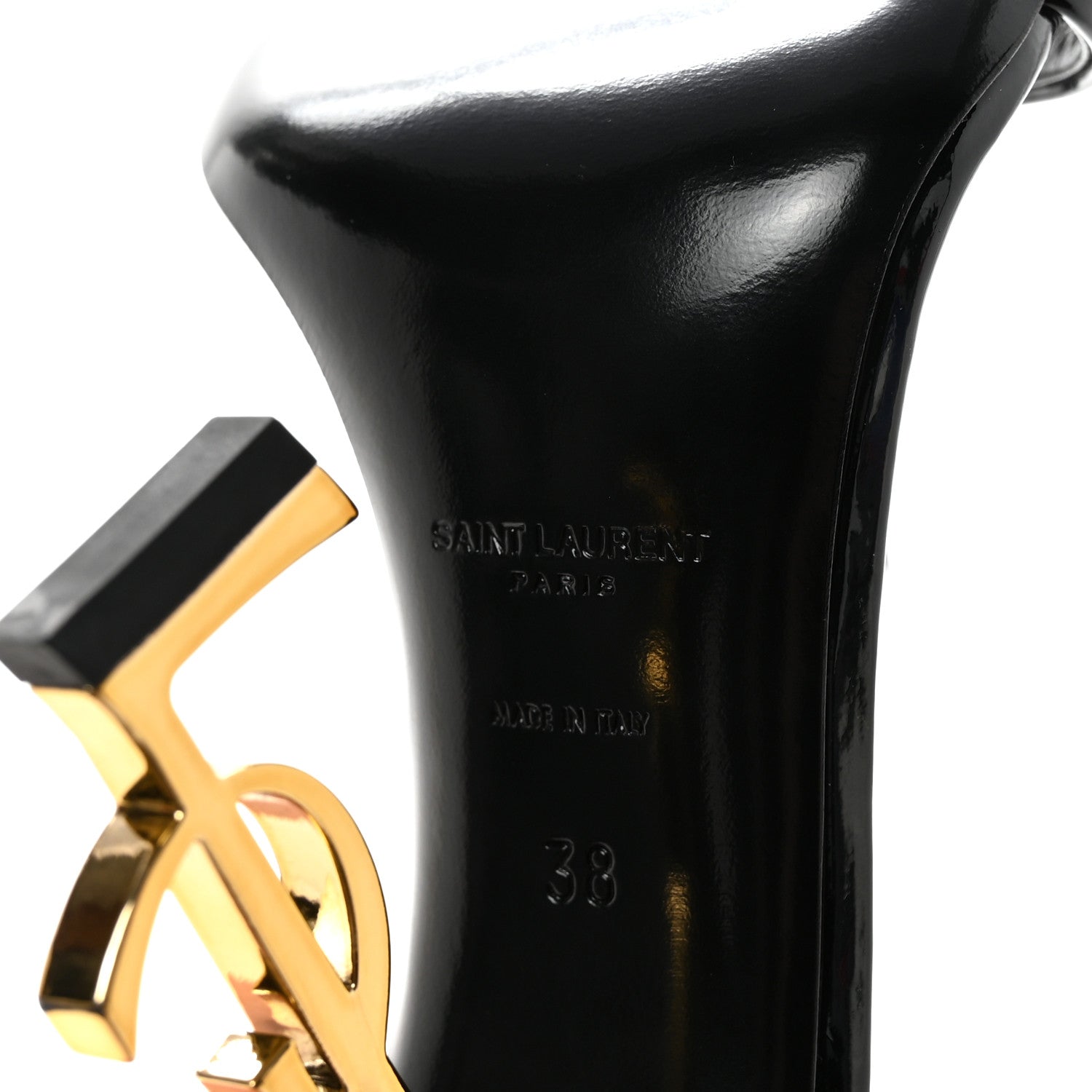 Saint Laurent Patent Calfskin Opyum 110 Sandals 38 Black Gold 14 of 18