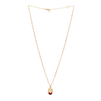 Gucci 18K Yellow Gold Diamond Fire Opal Lion Head Necklace 3 of 5