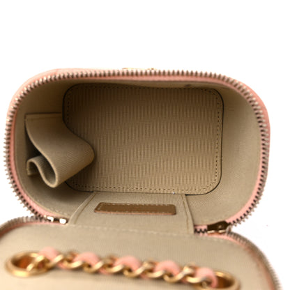Chanel Lambskin Quilted Pearl Crush Mini Vanity Case With Chain Light Beige 5 of 9