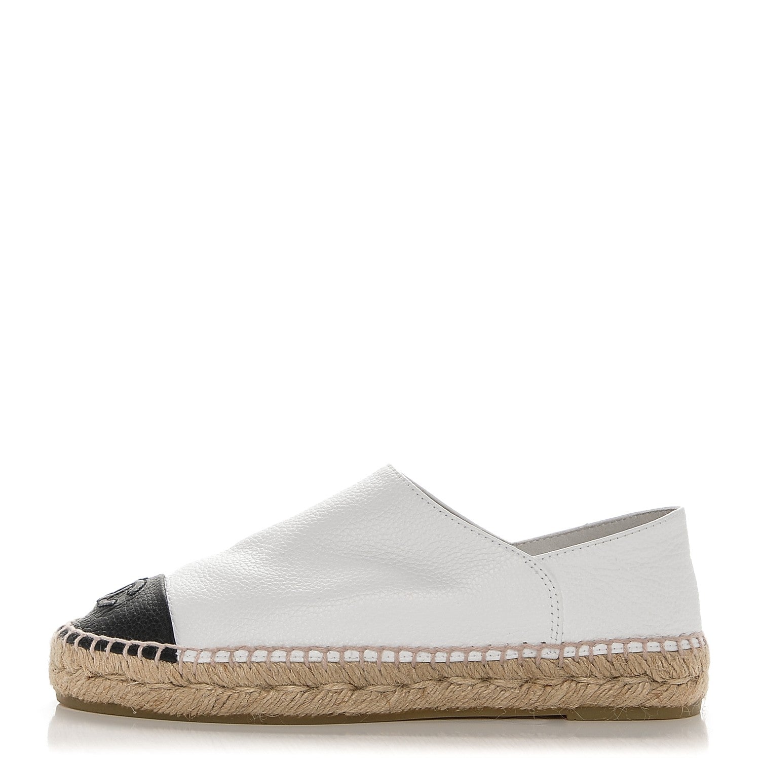 Chanel Grained Calfskin CC Espadrilles 36 White Black 1 of 7
