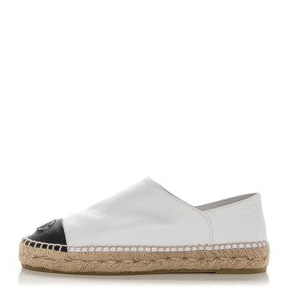 Chanel Grained Calfskin CC Espadrilles 36 White Black 1 of 7