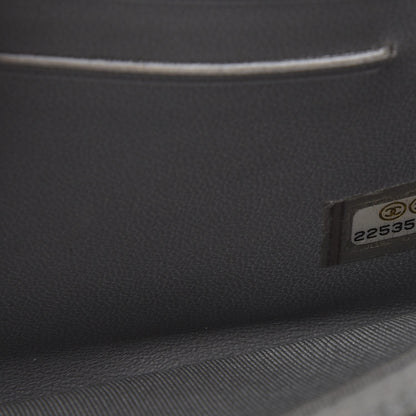 Chanel Metallic Caviar Chevron Quilted Boy Small Zip Around Wallet Silver 8 of 9