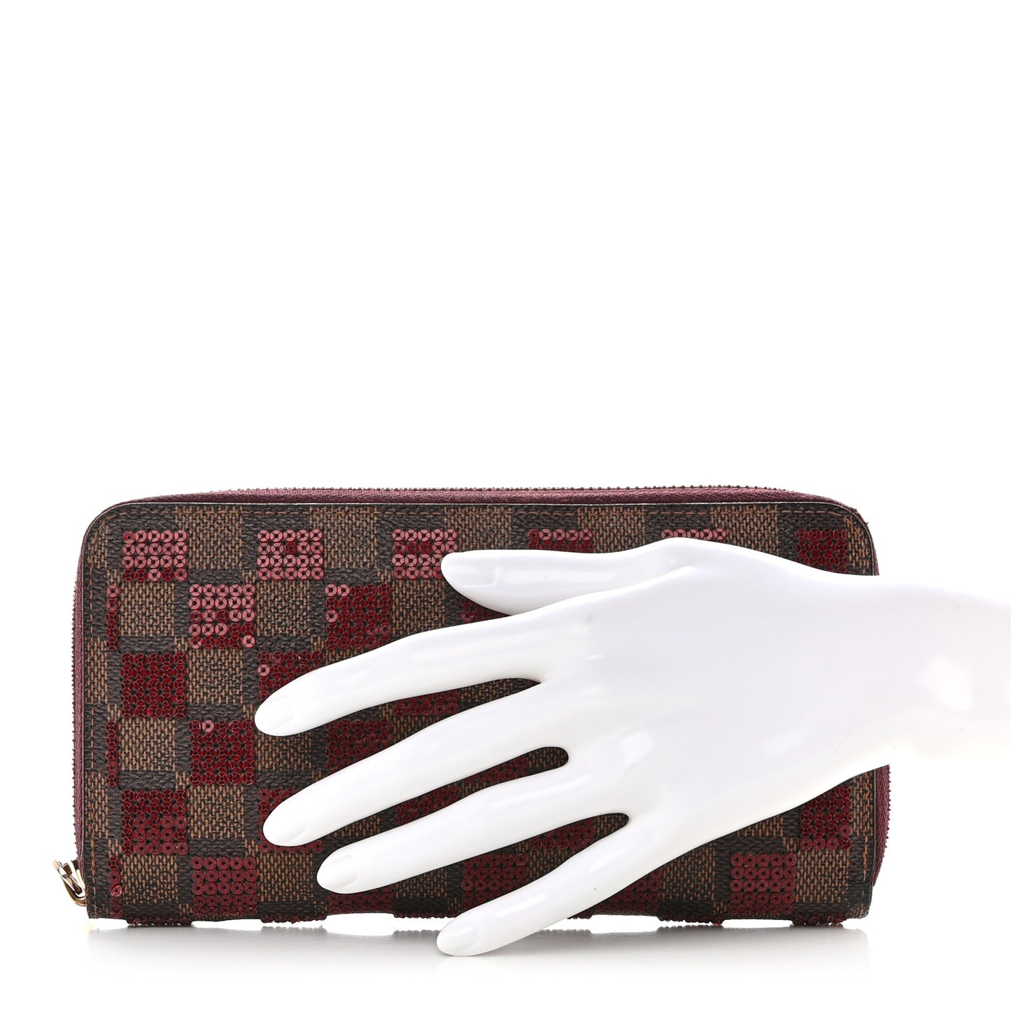 Damier Paillettes Zippy Wallet Red