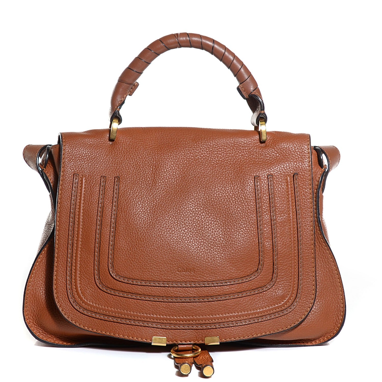Chloe Calfskin Medium Marcie Top Handle Bag Tan 1 of 9