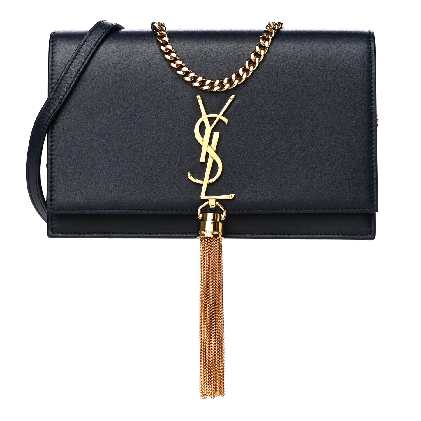 Smooth Calfskin Classic Monogram Kate Tassel Chain Wallet Marine