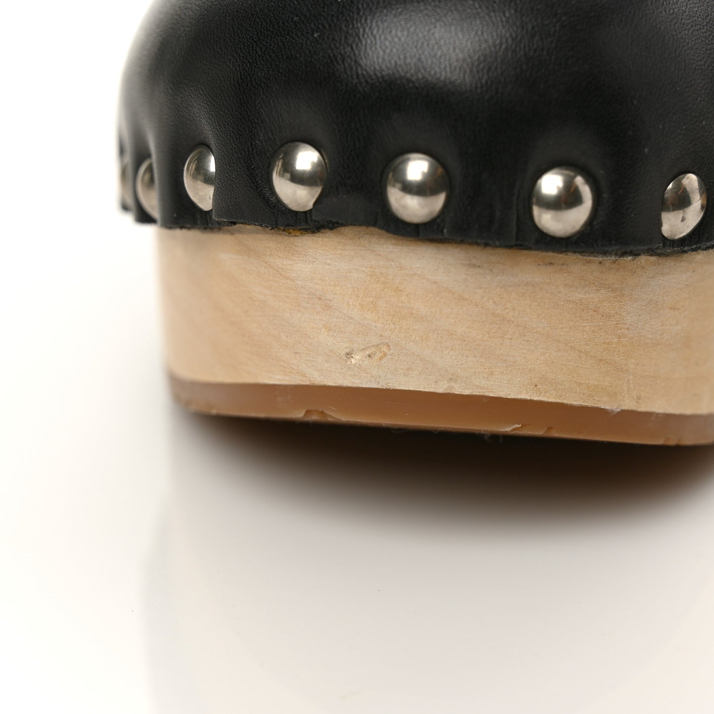Natural Calfskin Shearling Metal Triangle Logo 45mm Clogs 40 Black Sabbia