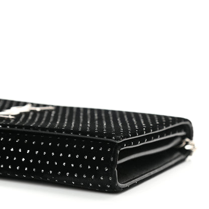 Saint Laurent Velvet Crystal Monogram Chain Wallet Black 10 of 10