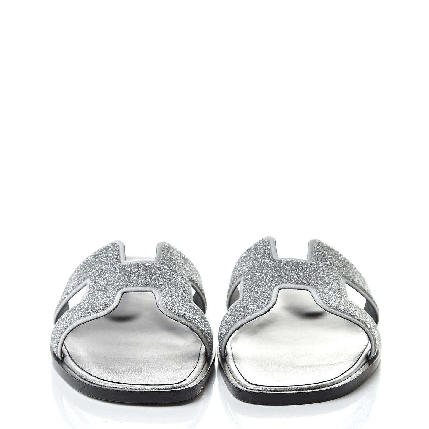 Suede Goatskin Crystal Powder Oran Sandals 35.5 Argento