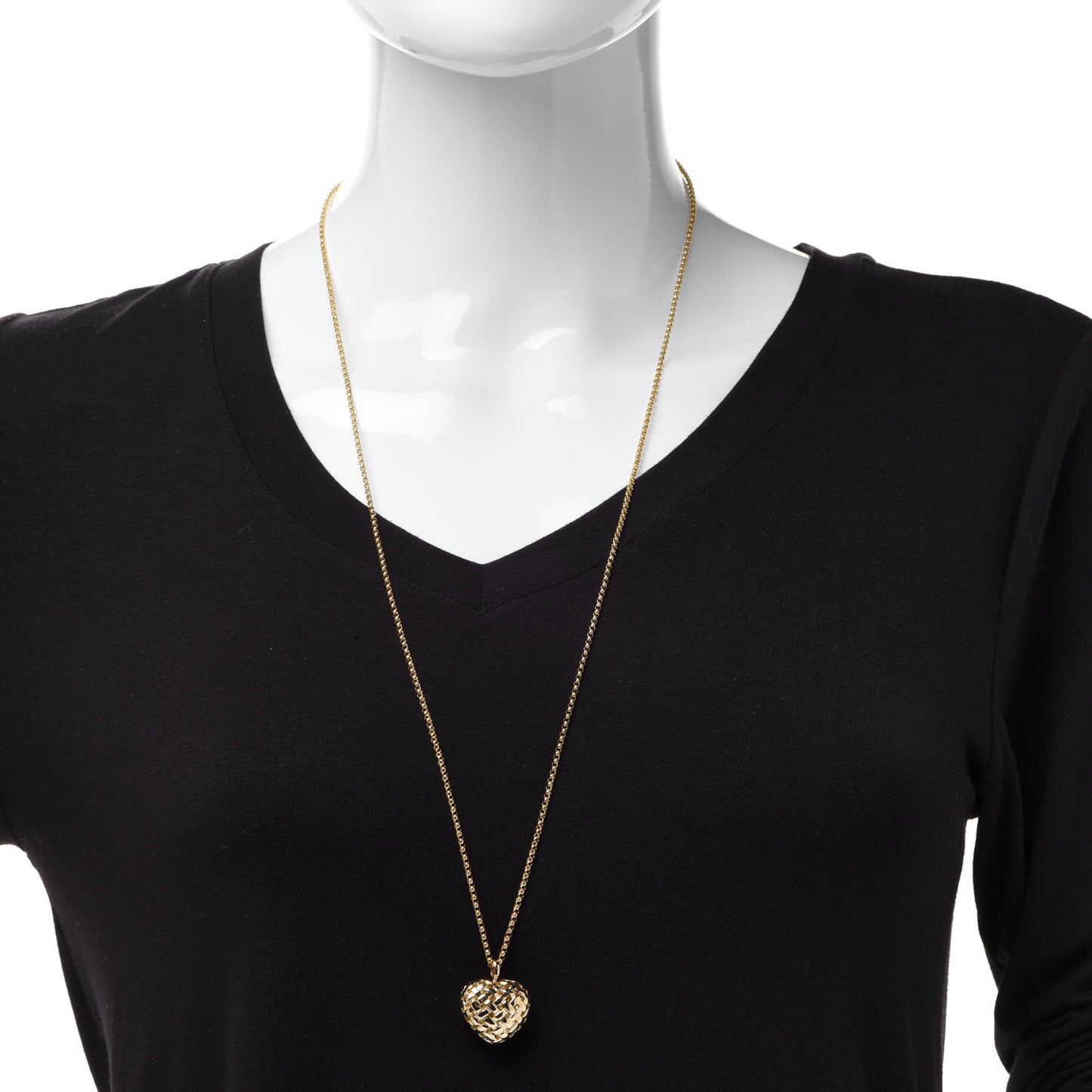 18K Yellow Gold Vannerie Heart Pendant Necklace