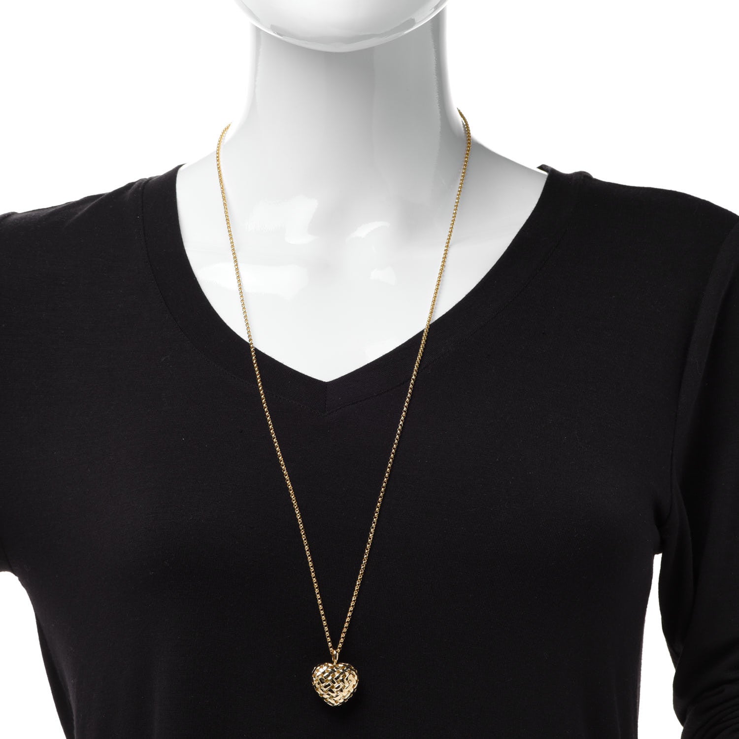 Tiffany 18K Yellow Gold Vannerie Heart Pendant Necklace 2 of 6