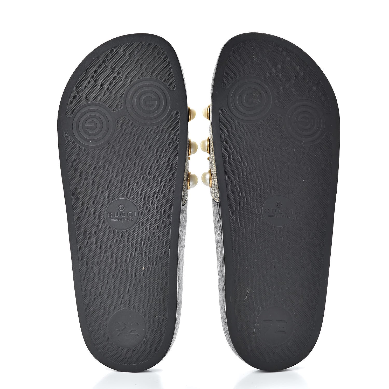 Gucci GG Supreme Monogram Pearls Slide Sandals 38 Beige 6 of 13
