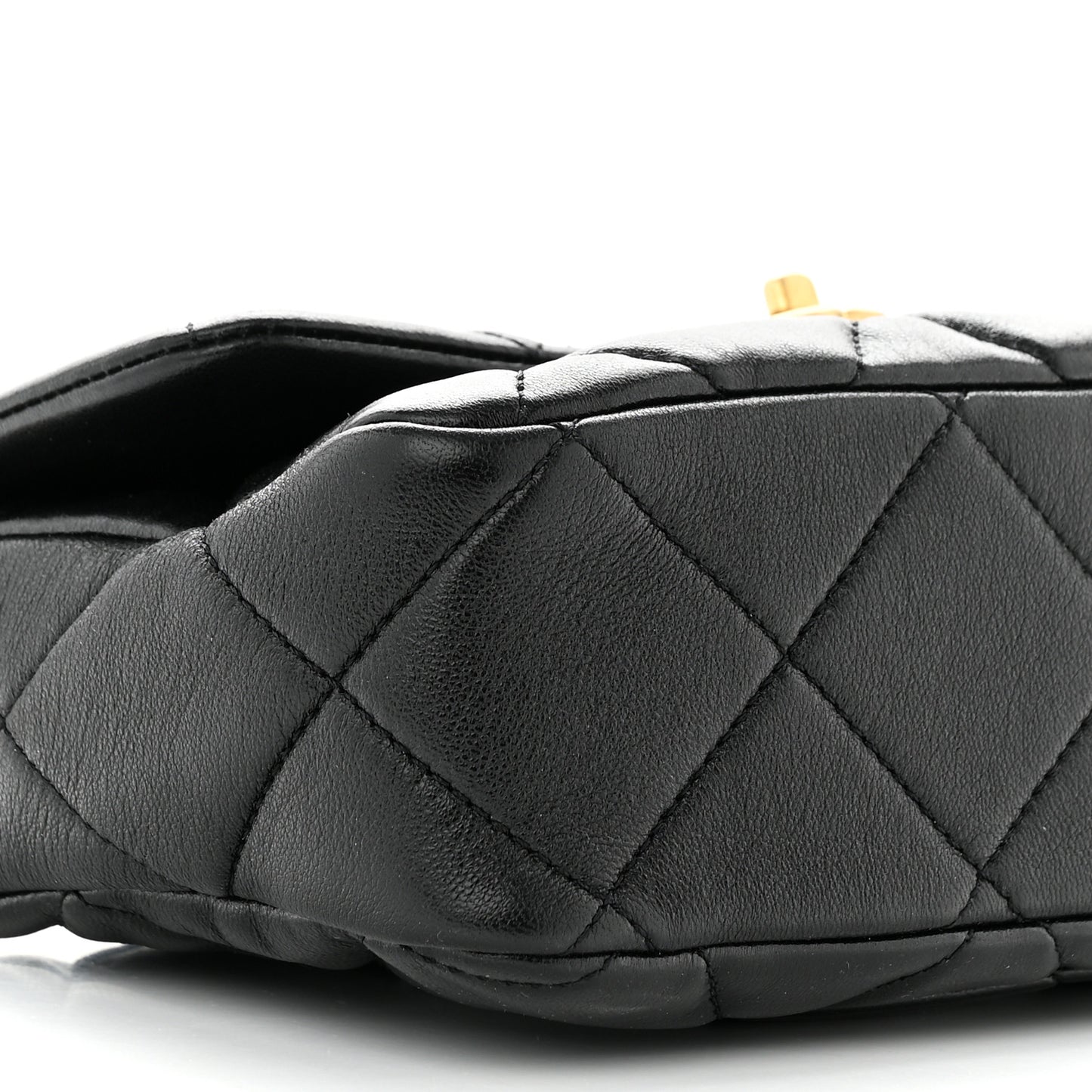 Lambskin Plexiglass Quilted Coco Love Flap Black