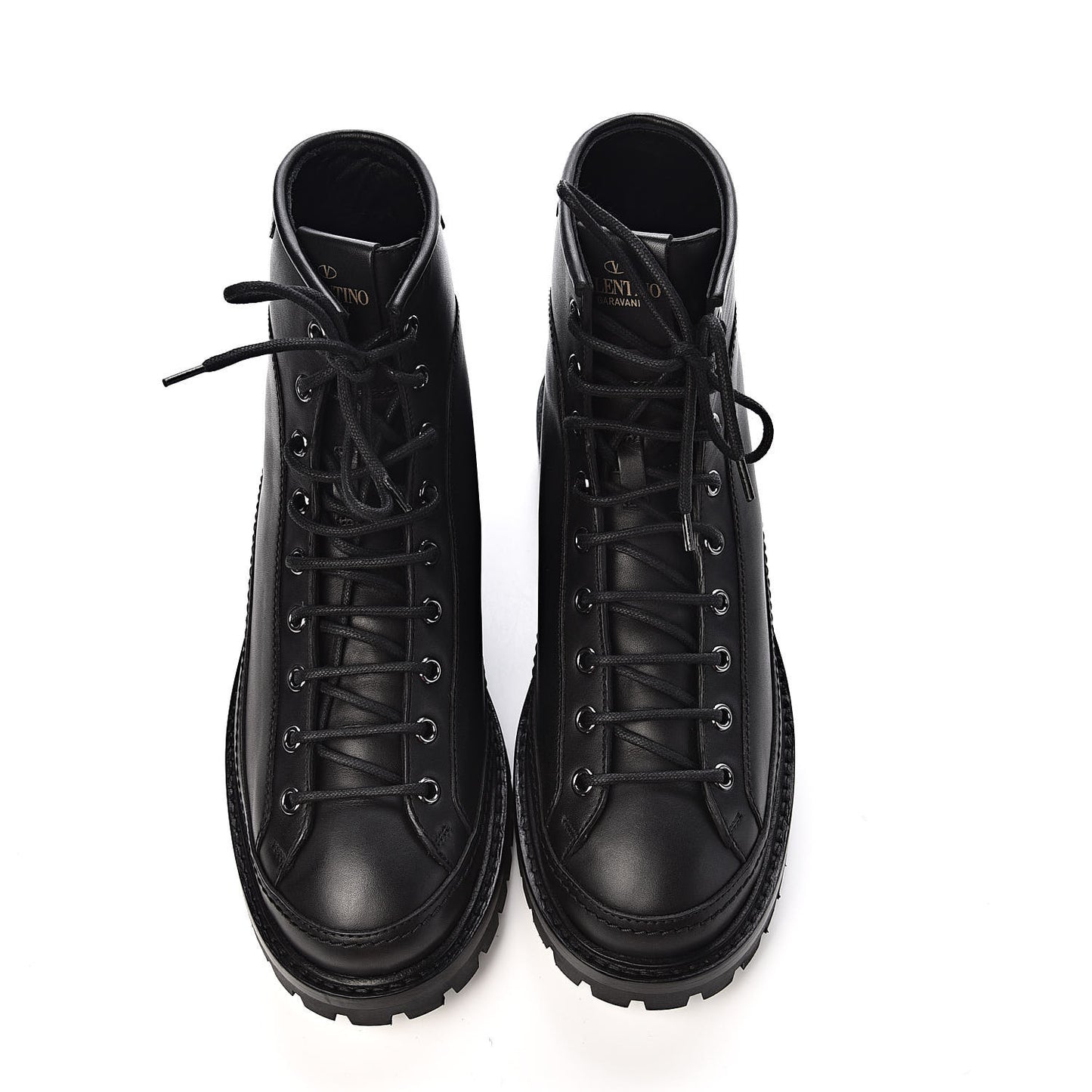 Calfskin Rockstud Mens Combat Boots 40 Black