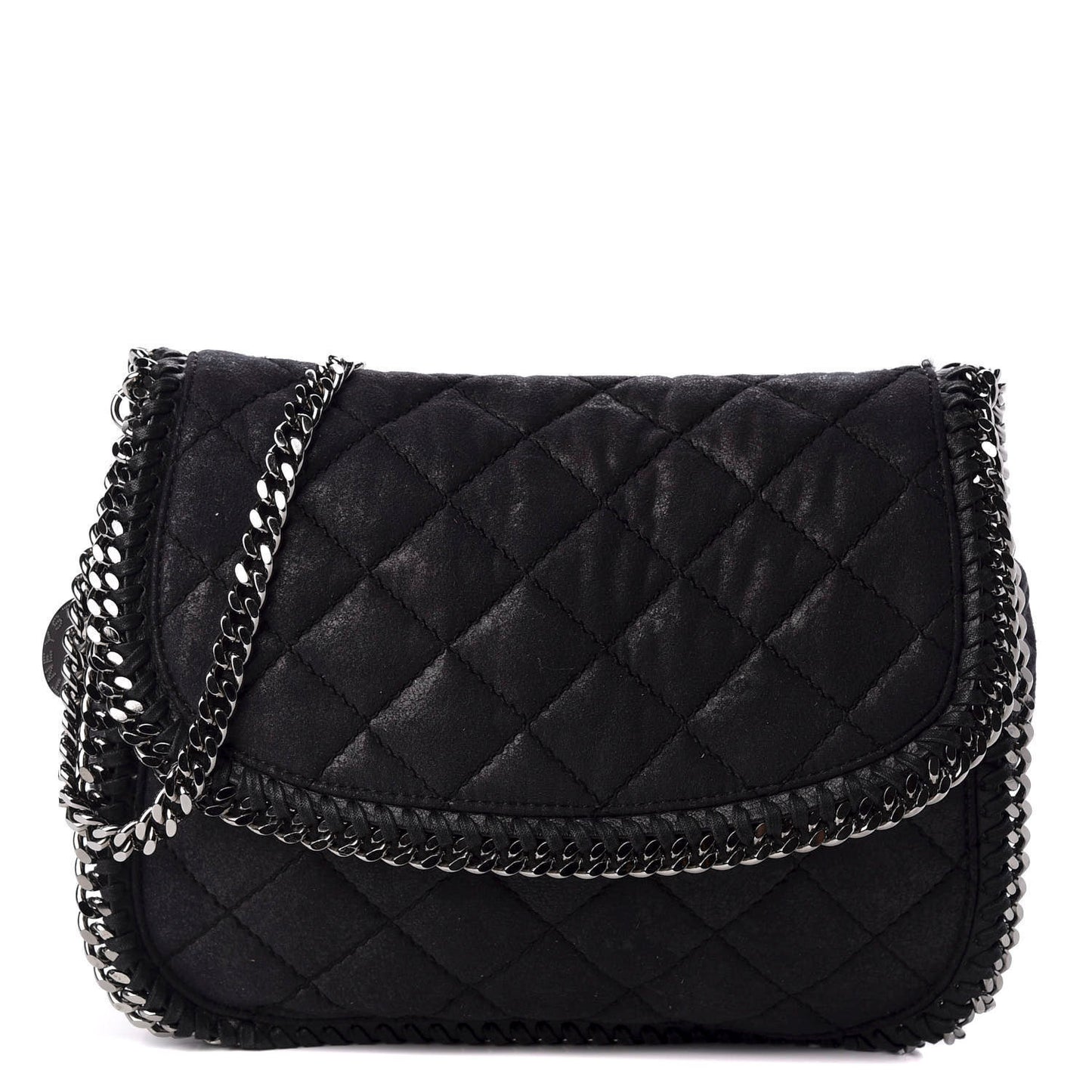 Shaggy Deer Quilted Falabella Shoulder Bag Black