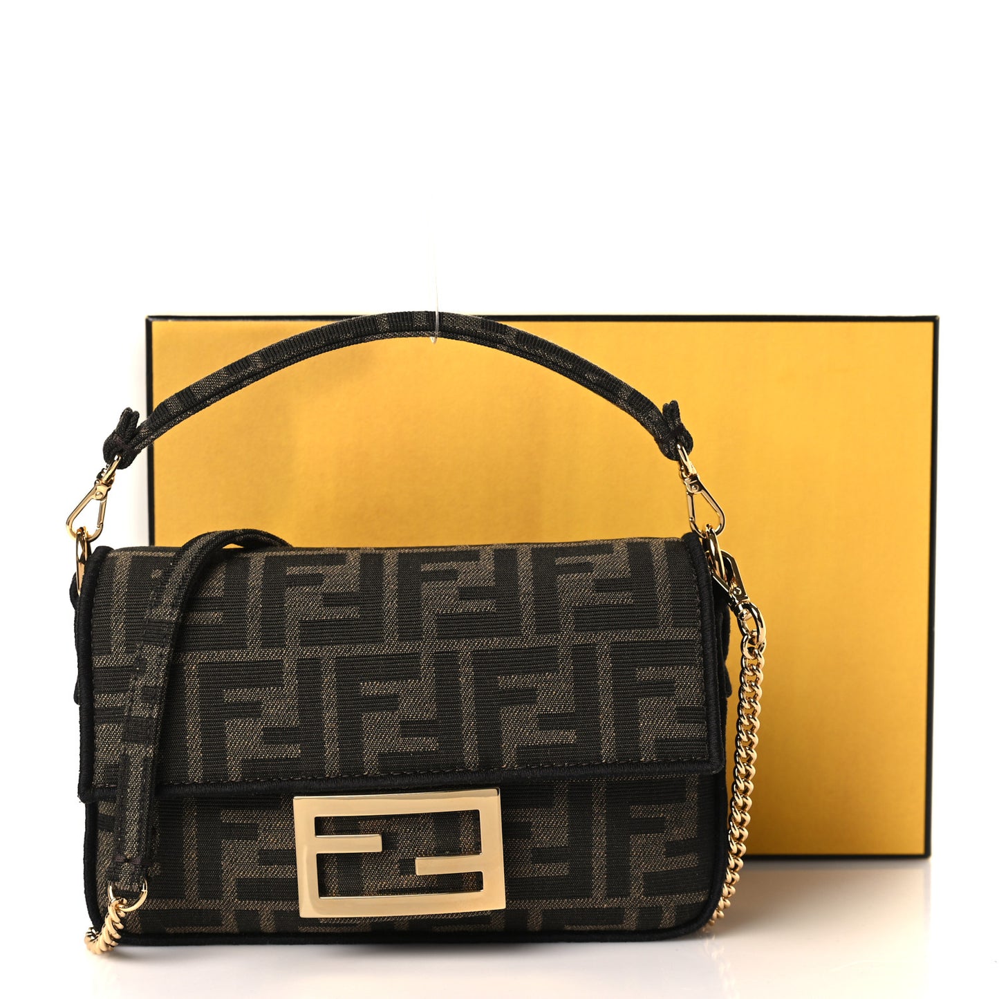 Fabric Jacquard FF 1974 Mini Baguette Tobacco Moro Black