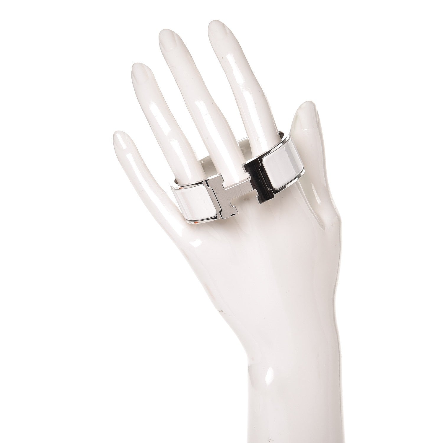 Hermes Enamel Wide Clic Clac H Bracelet GM White 2 of 5