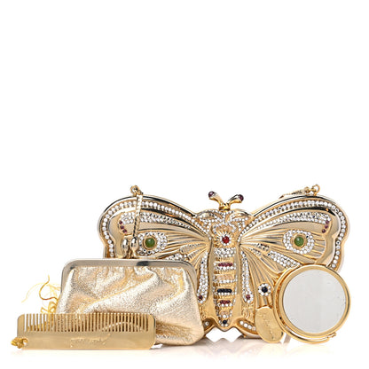 Judith Leiber Crystal Butterfly Celestrina Minaudiere Clutch Gold 1 of 10