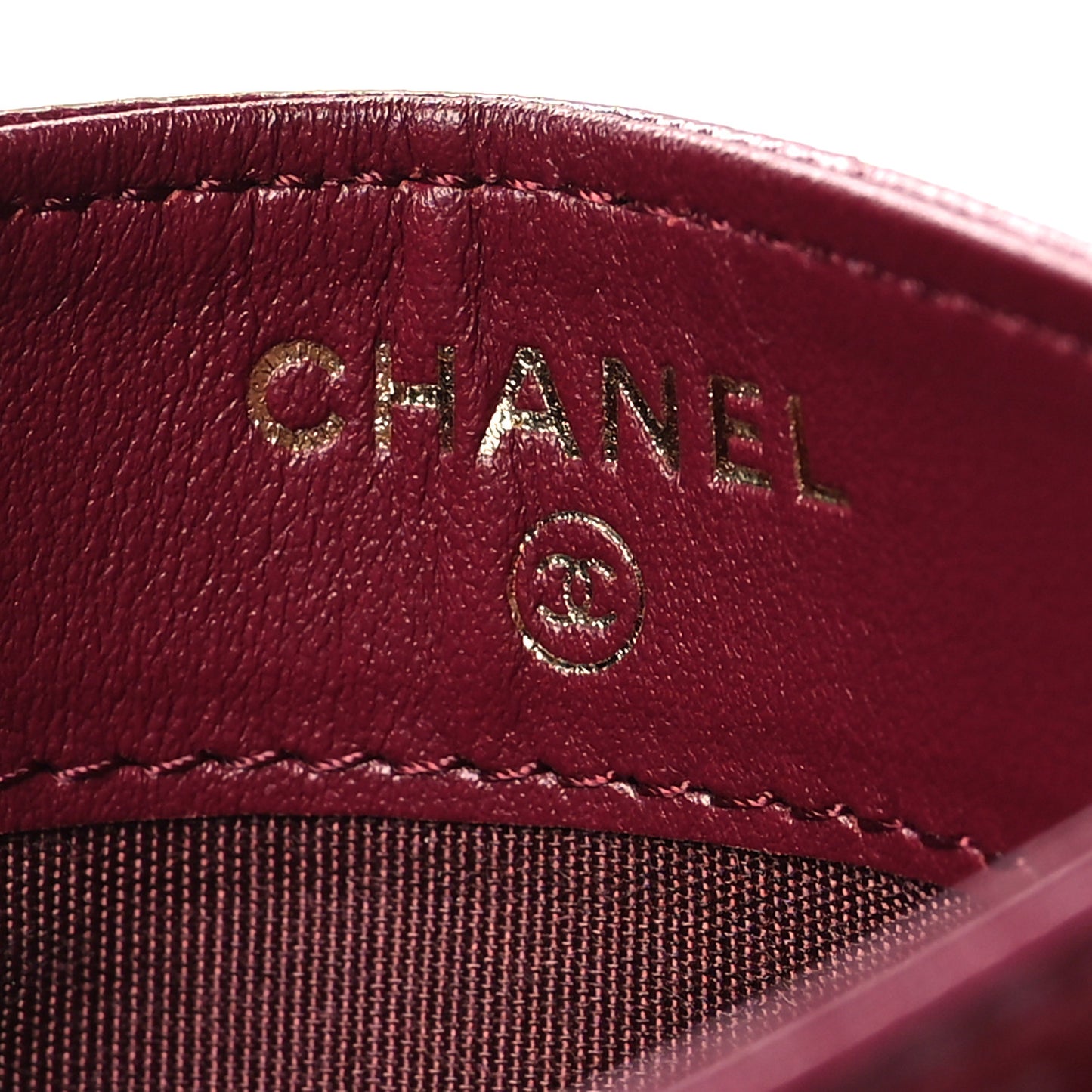 Glazed Calfskin Studded Quilted Card Holder Burgundy