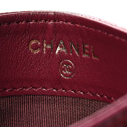 Chanel Glazed Calfskin Studded Quilted Card Holder Burgundy 6 of 10