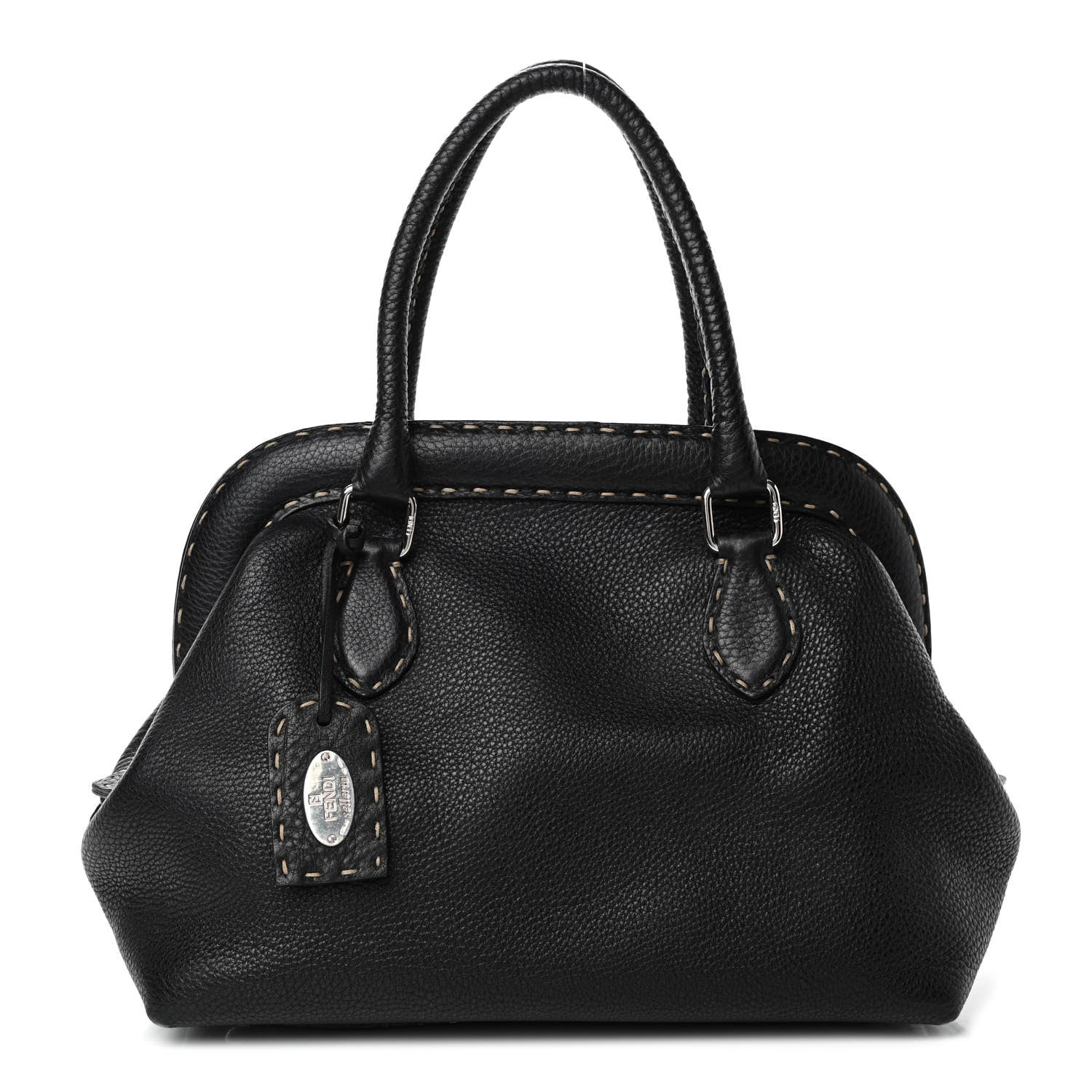 Fendi Calfskin Romano Selleria Adele 1328 Bag Black 1 of 4