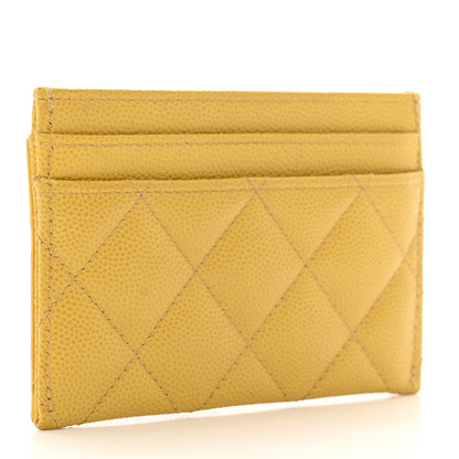 Chanel Caviar Quilted Filigree Card Holder Yellow 3 of 11