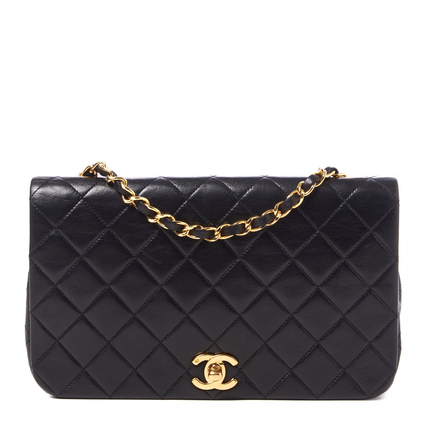 Lambskin Quilted Small Single Flap Bag Black