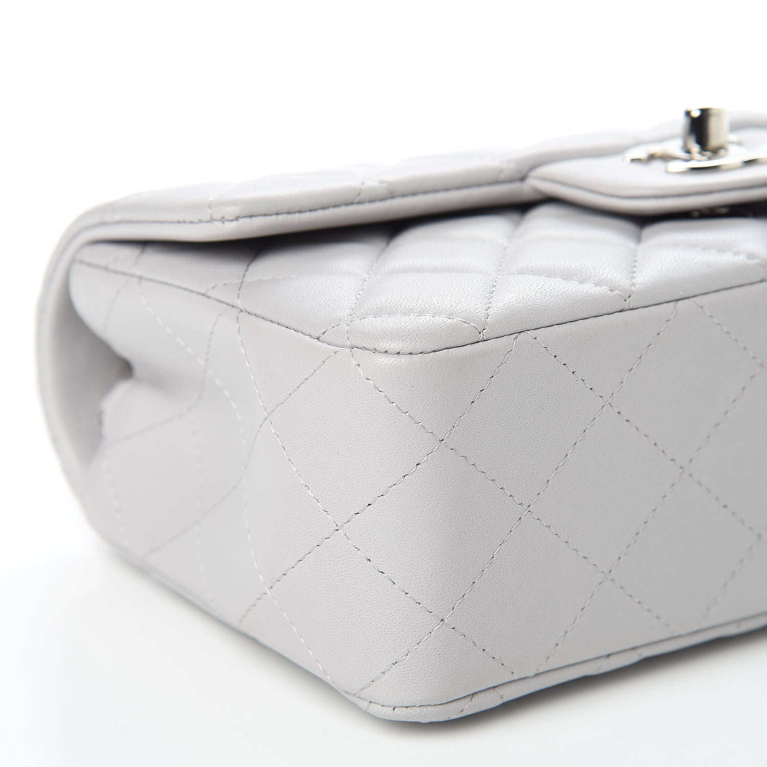 Chanel Lambskin Quilted Mini Rectangular Flap Grey 470405