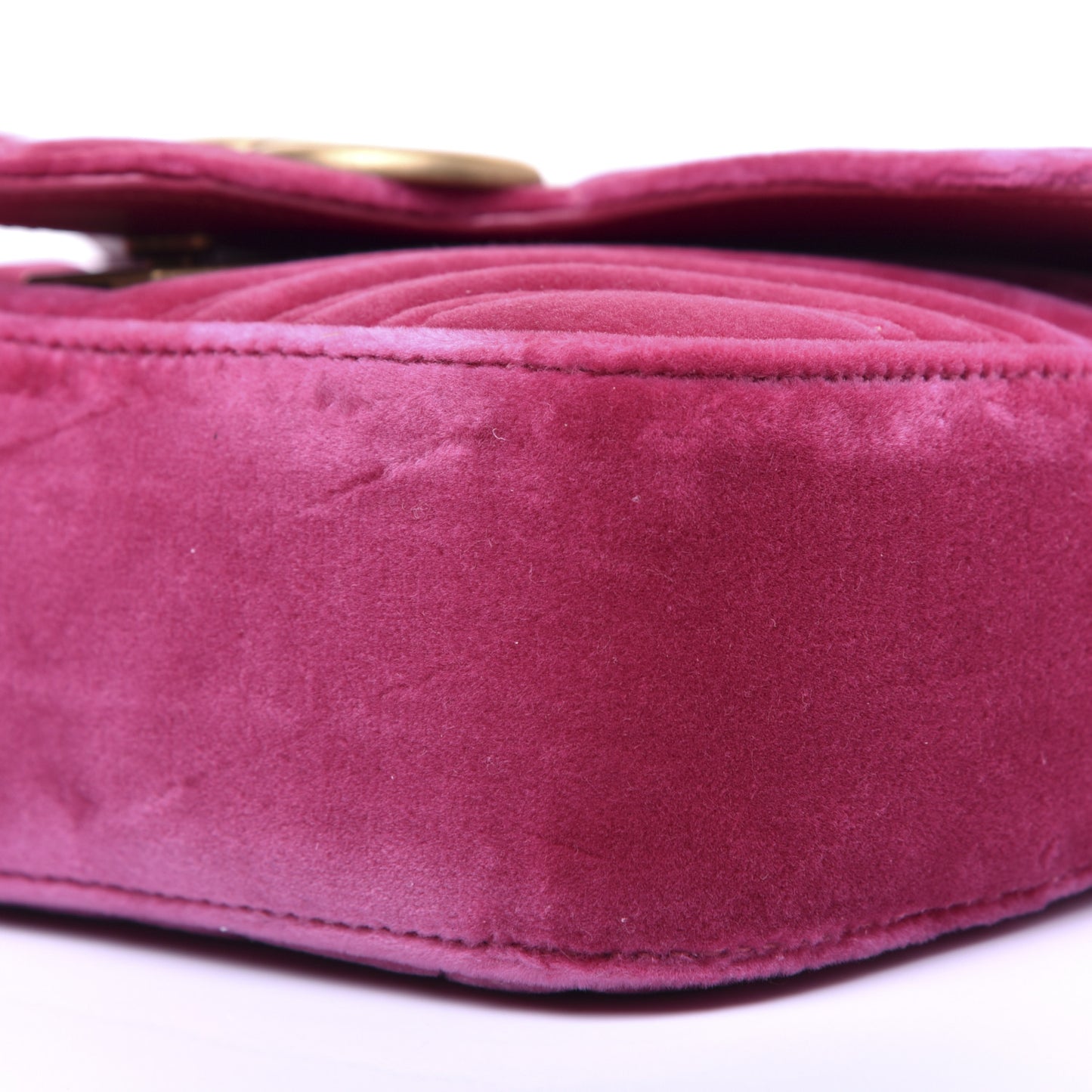 Velvet Matelasse Mini GG Marmont Shoulder Bag Fuchsia Violet Cyclamen