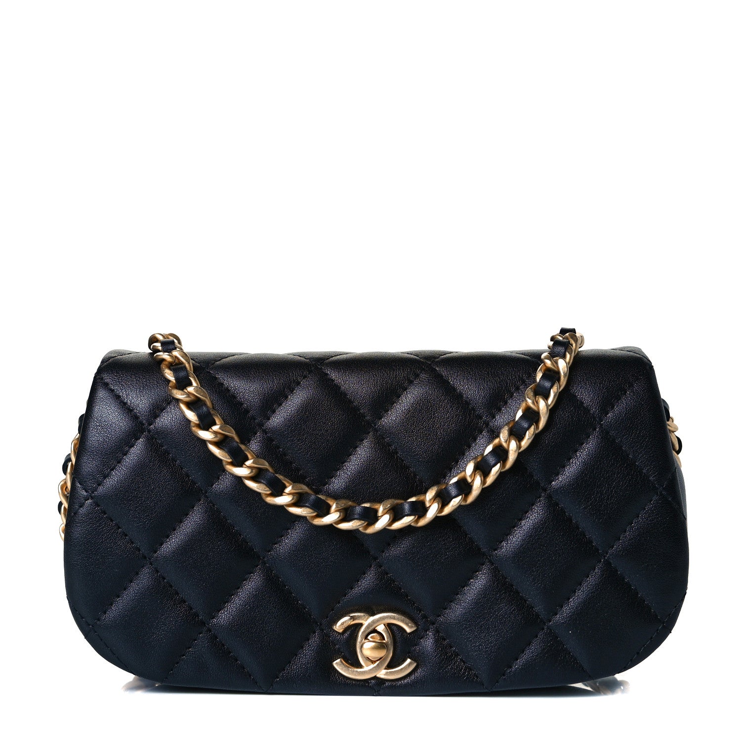 Chanel Calfskin Quilted Coco Mail Clutch With Chain Black 1 of 10
