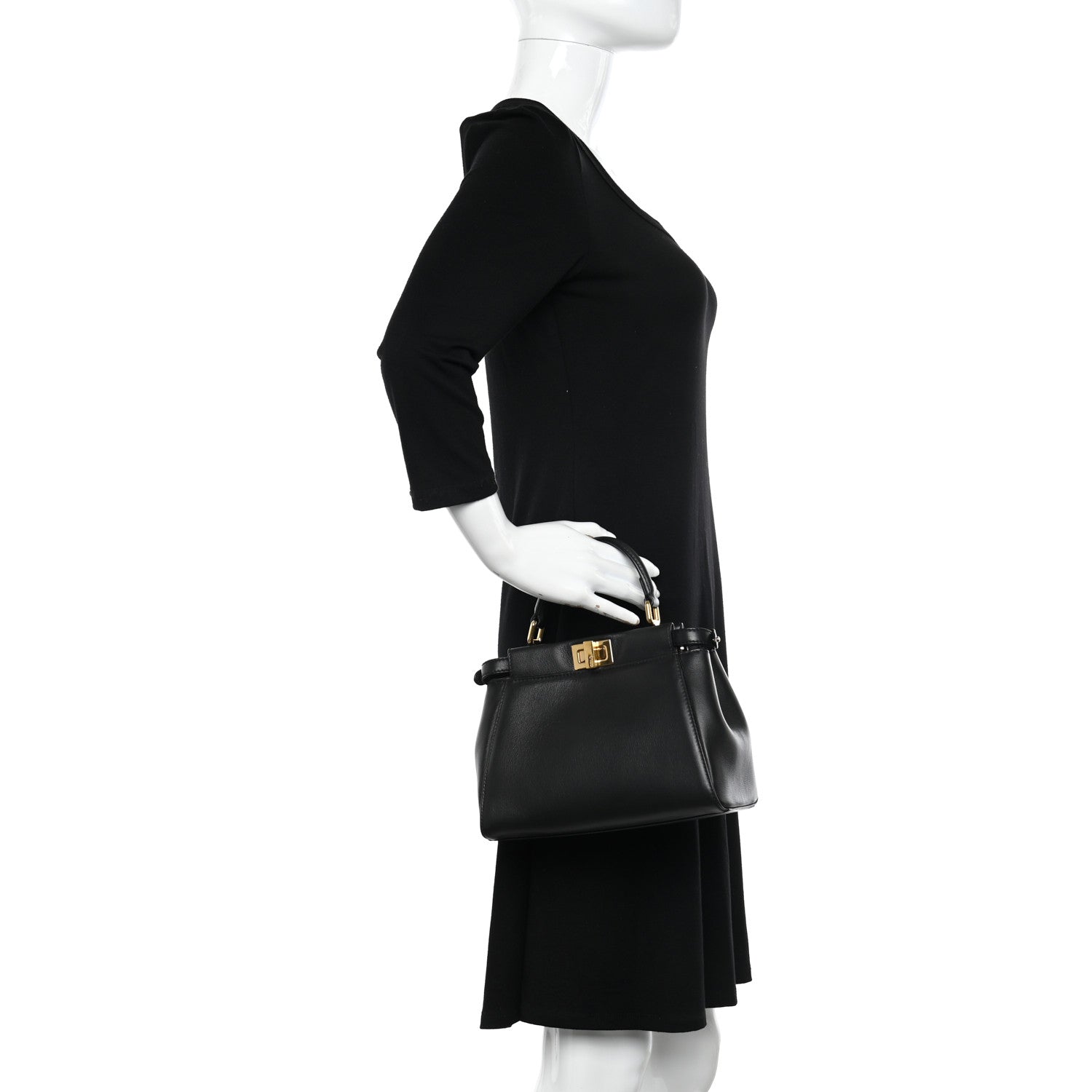Fendi Nappa Mini Peekaboo Iconic Satchel Black 2 of 10