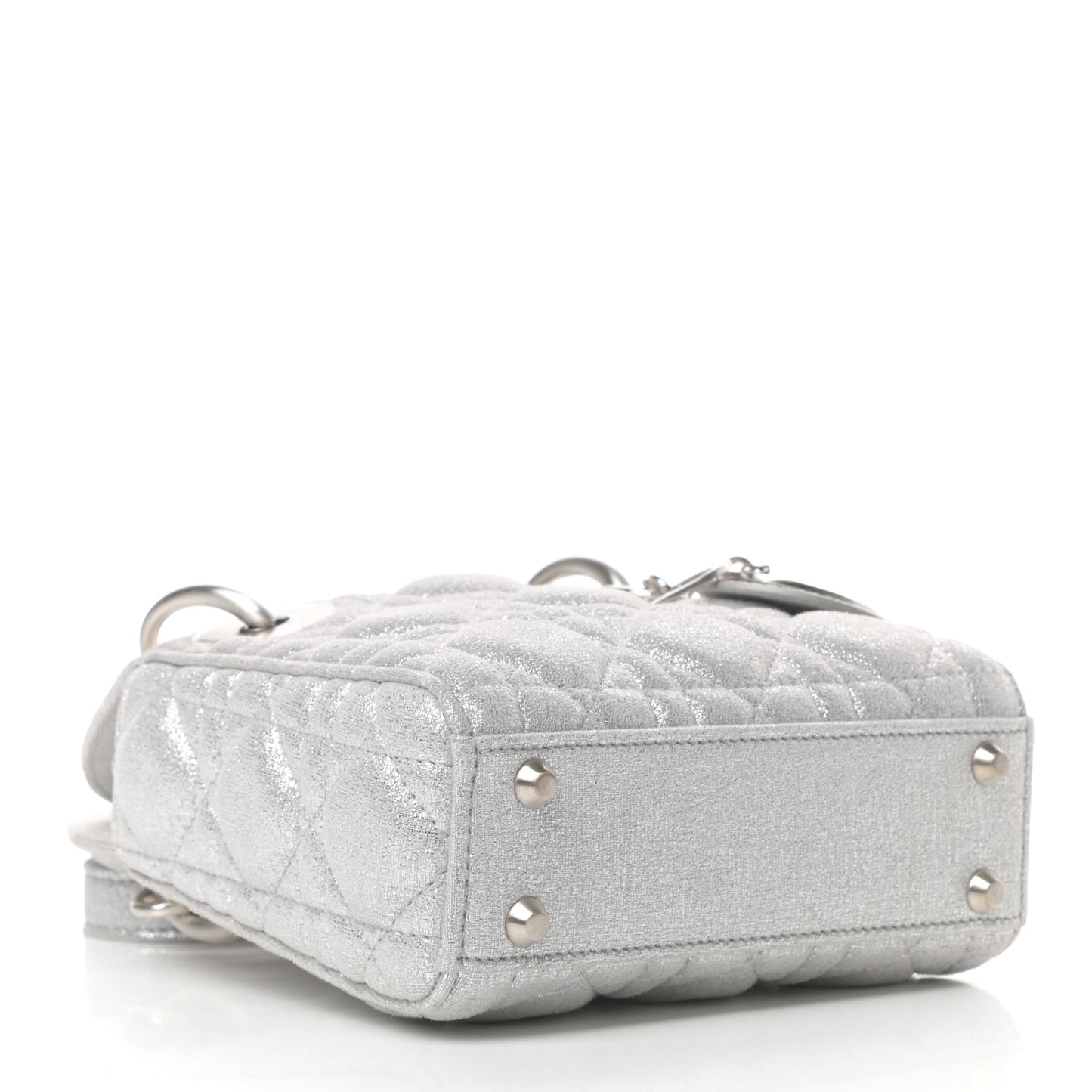 Metallic Nubuck Cannage Nano Lady Dior Silver