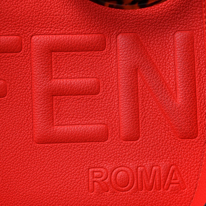 Fendi Vitello Cher Plexiglass Logo Debossed Medium Fendi Sunshine Shopper Tote Papavero 14 of 14