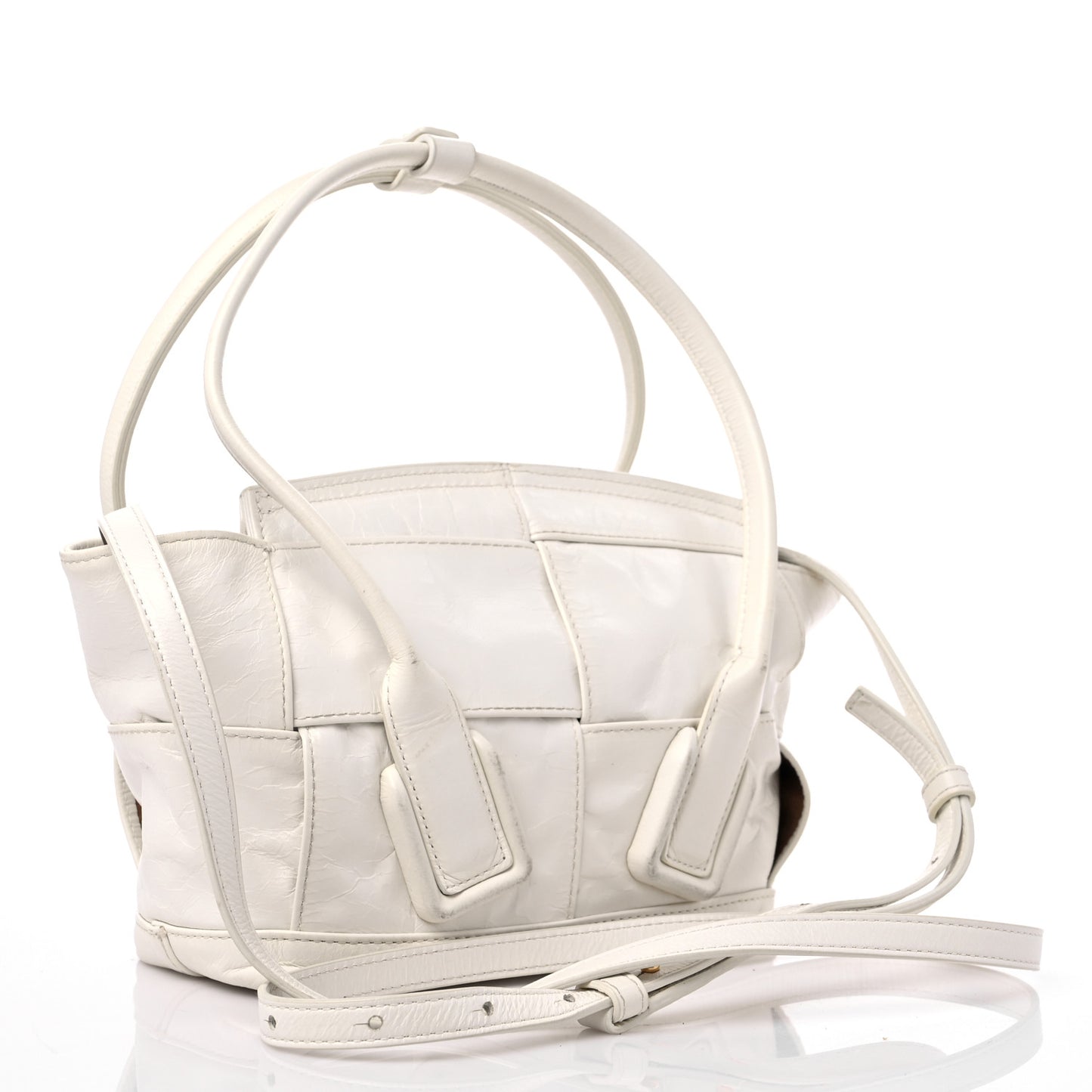 Paper Calfskin Maxi Intrecciato Mini Arco Slouch Plaster