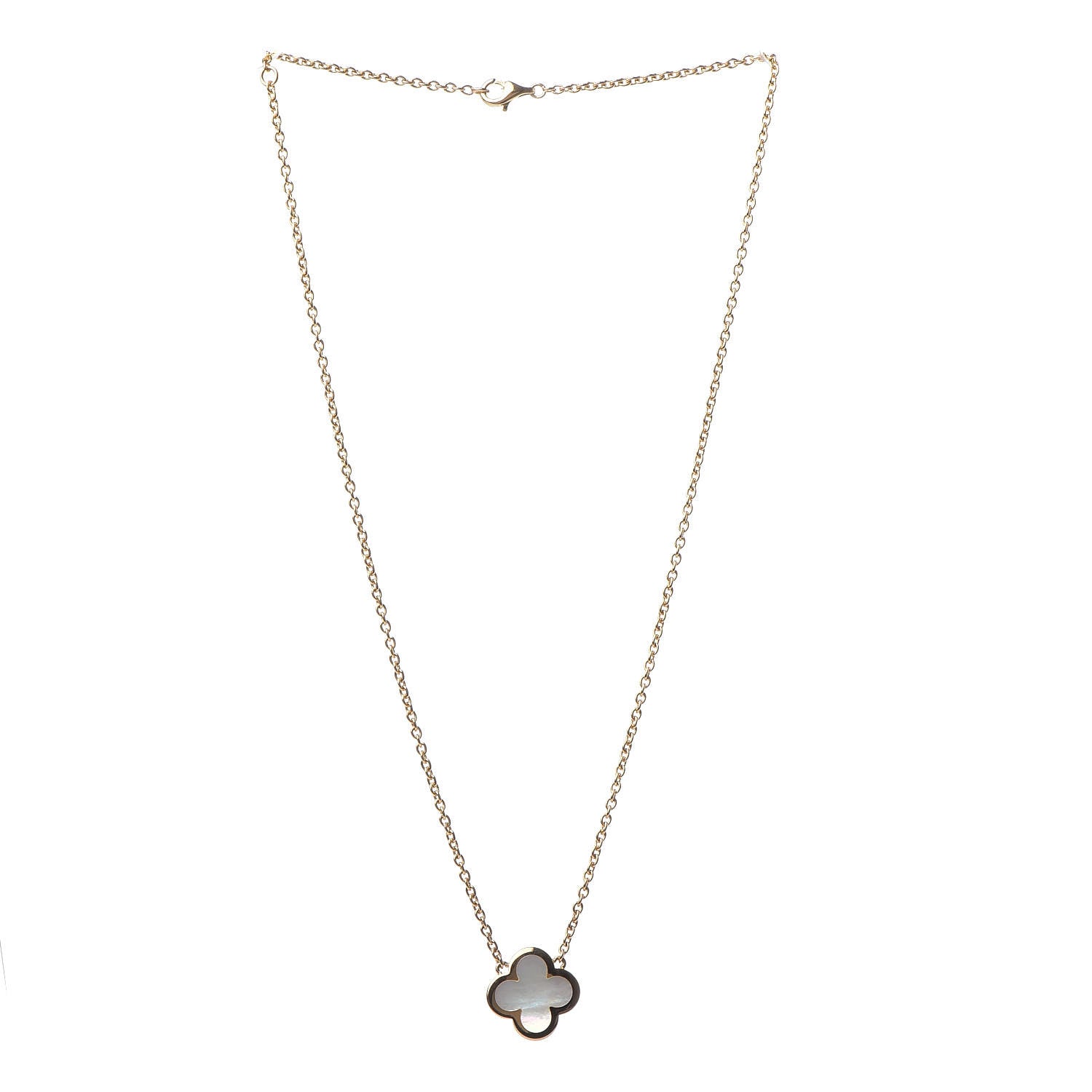 Van Cleef & Arpels 18K Yellow Gold Mother of Pearl Pure Alhambra Pendant Necklace 3 of 8
