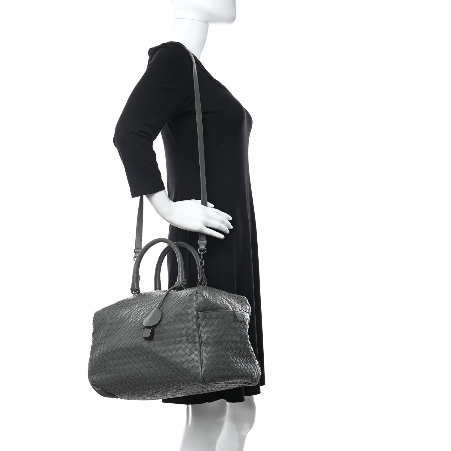 Bottega Veneta Nappa Intrecciato Boston Grey 2 of 9