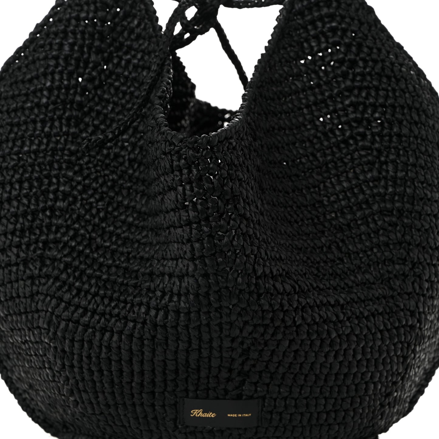 Raffia Medium Lotus Tote Black