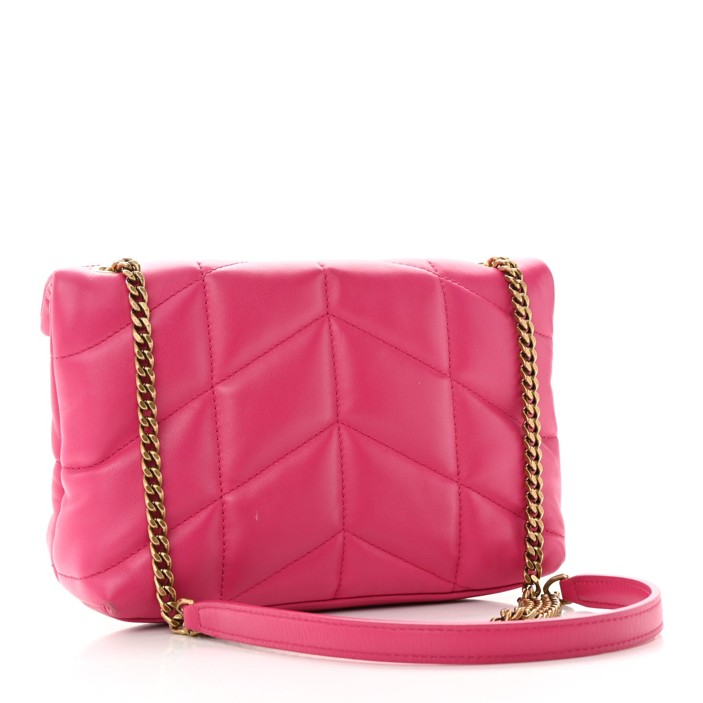 Lambskin Quilted Toy Loulou Puffer Monogram Chain Satchel Bubblegum
