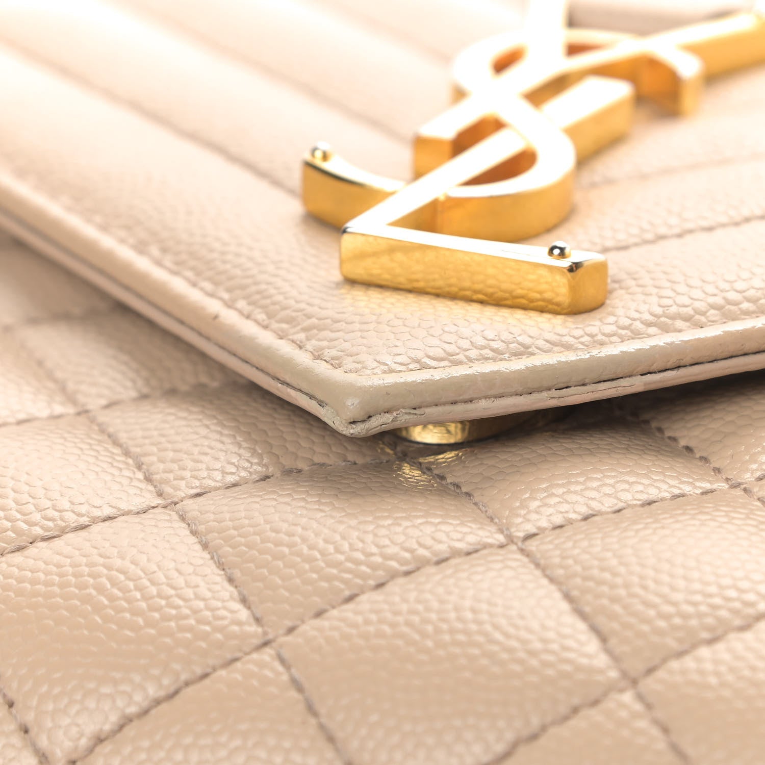 Saint Laurent Grain De Poudre Textured Mixed Matelasse Medium Triquilt Monogram Satchel Dark Beige 10 of 11