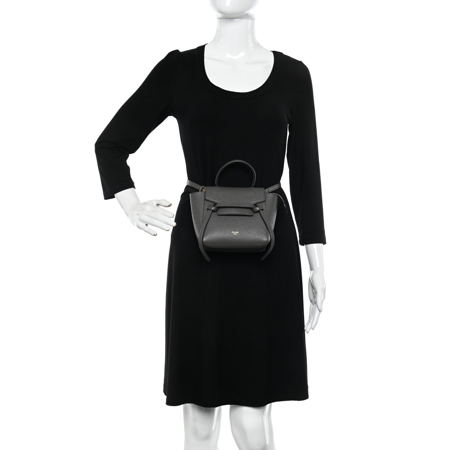 Grained Calfskin Pico Belt Bag Grey