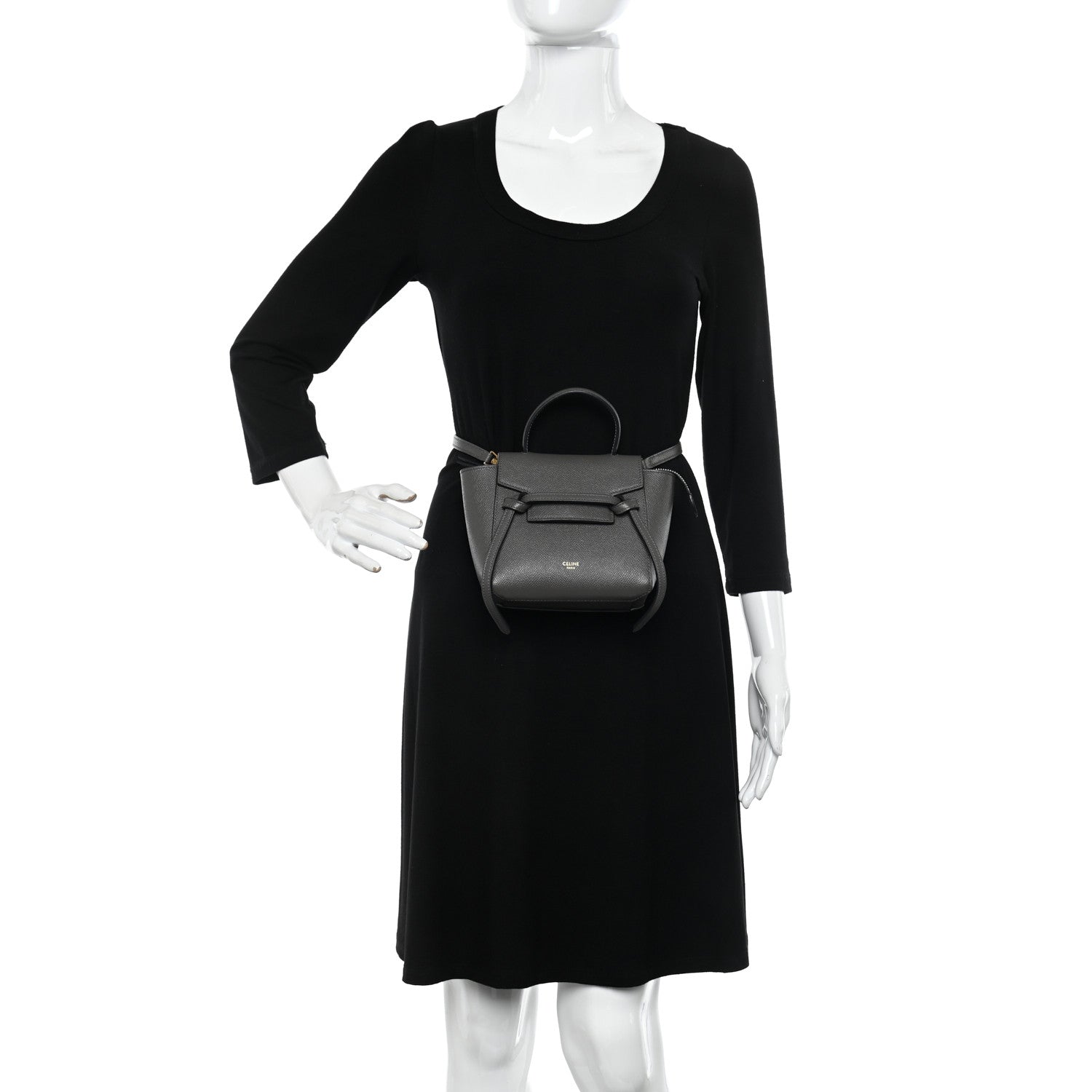 Celine Grained Calfskin Pico Belt Bag Grey 2 of 16