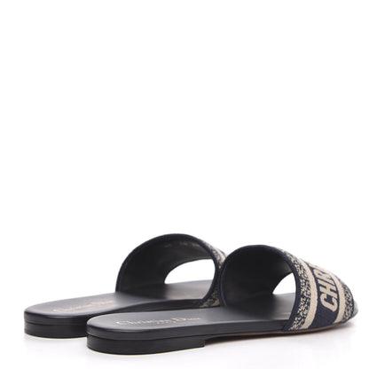 Christian Dior Canvas Embroidered Dway Mules Slide Sandals 38 Deep Blue 4 of 8