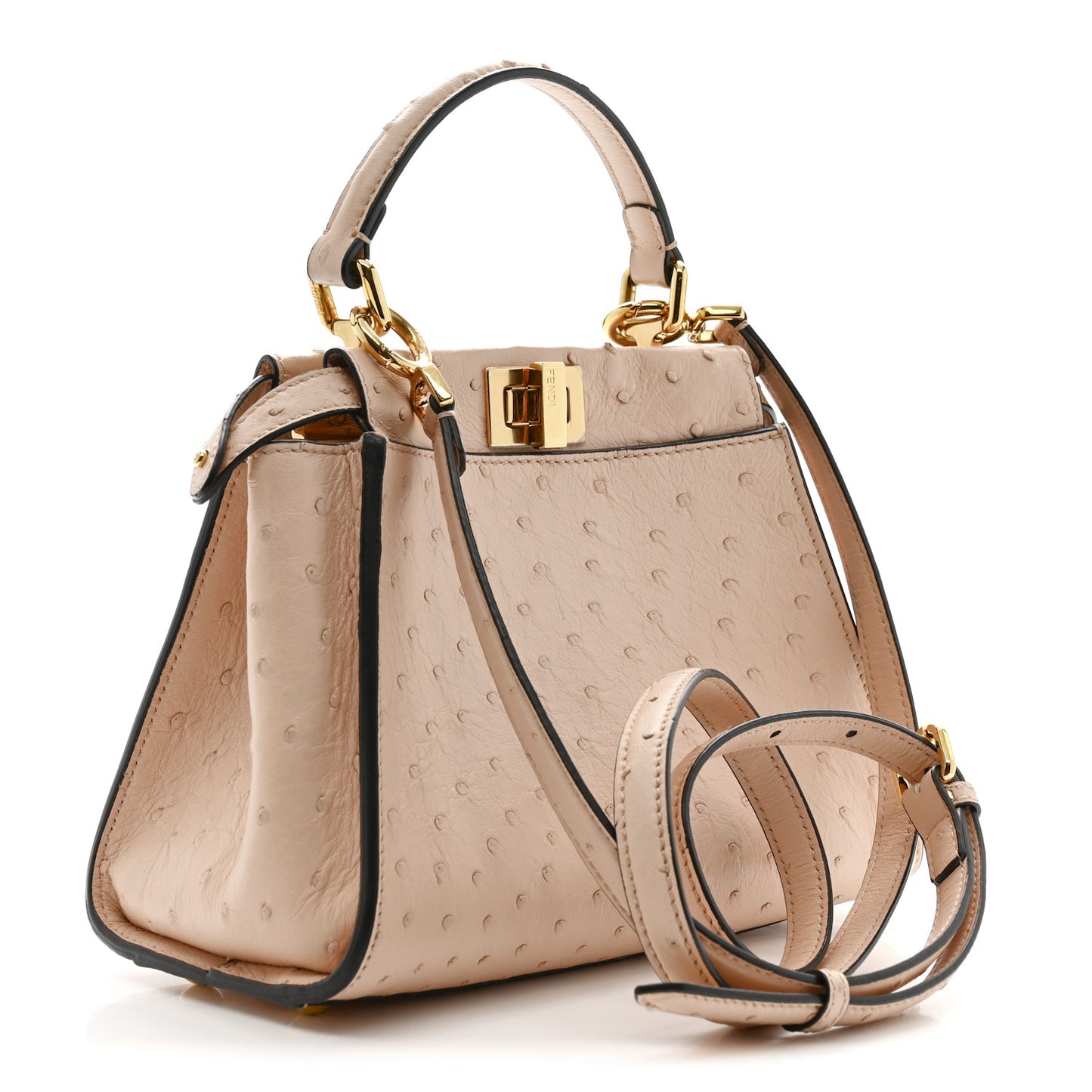 Ostrich Shiny Nappa Mini Peekaboo Iconic Satchel Poudre