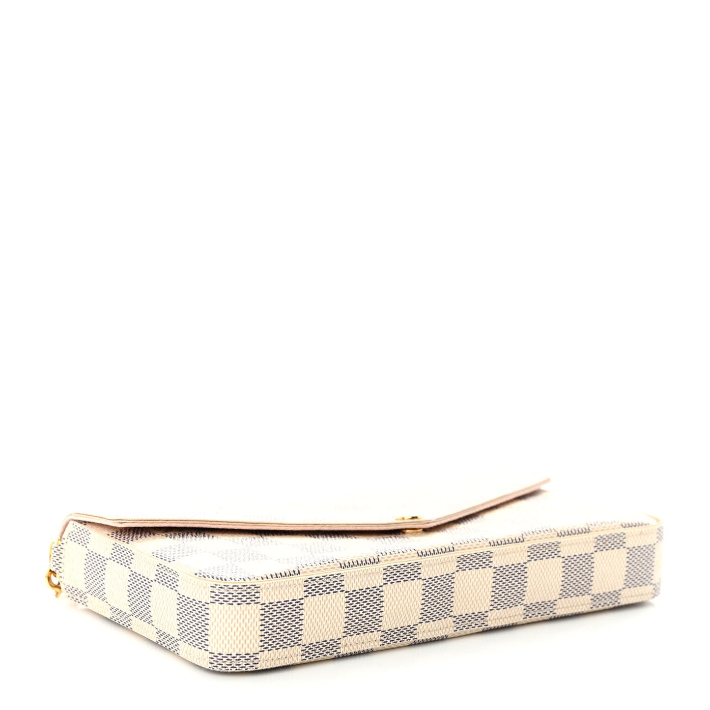Damier Azur Pochette Felicie Chain Wallet Rose Ballerine