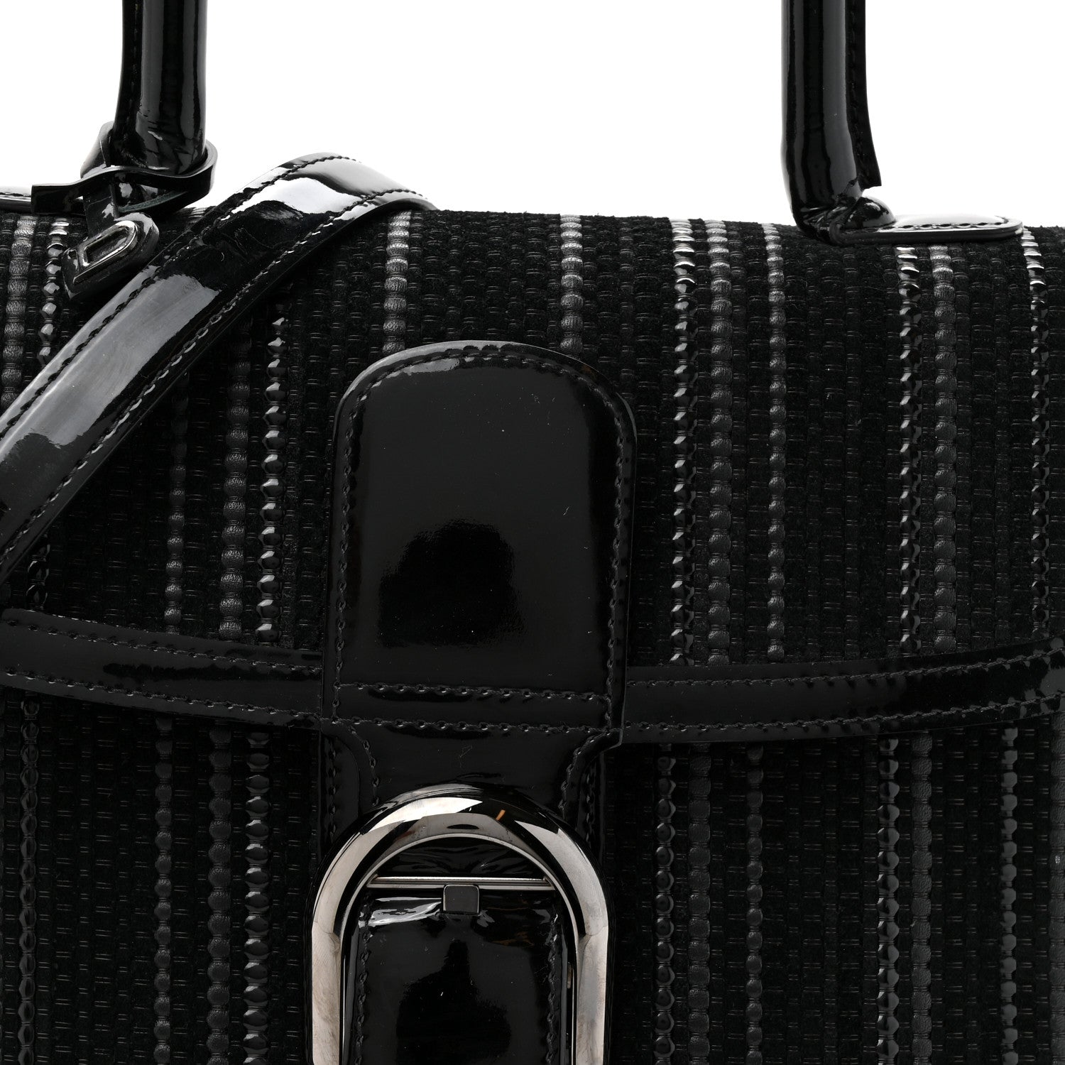 Delvaux Canvas Patent Calfskin MM Brillant Satchel Black 7 of 13