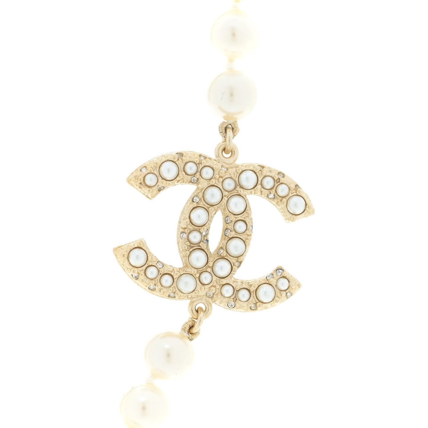 Pearl CC 100th Anniversary Necklace Light Gold