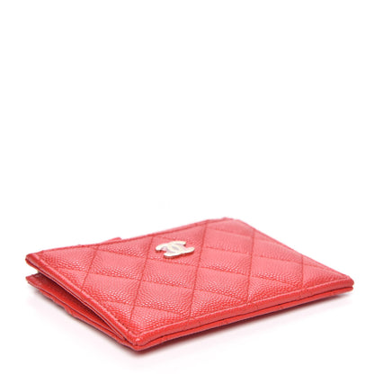 Chanel Caviar Quilted CC Zip Card Holder Red 4 of 8