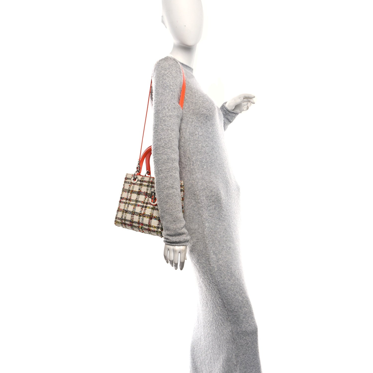 Christian Dior Tweed Medium Lady Dior  Orange Multicolor 2 of 11