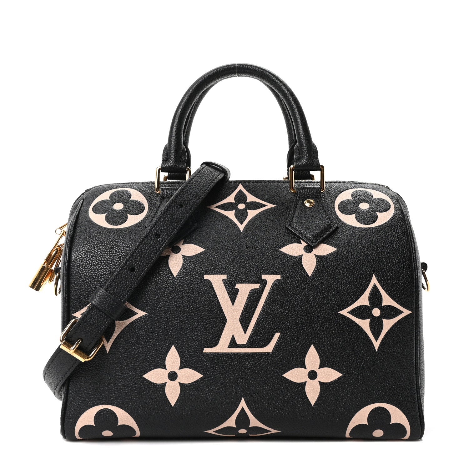 Louis Vuitton Empreinte Monogram Giant Speedy Bandouliere 25 Black Beige 1 of 9