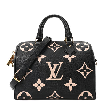 Louis Vuitton Empreinte Monogram Giant Speedy Bandouliere 25 Black Beige 1 of 9